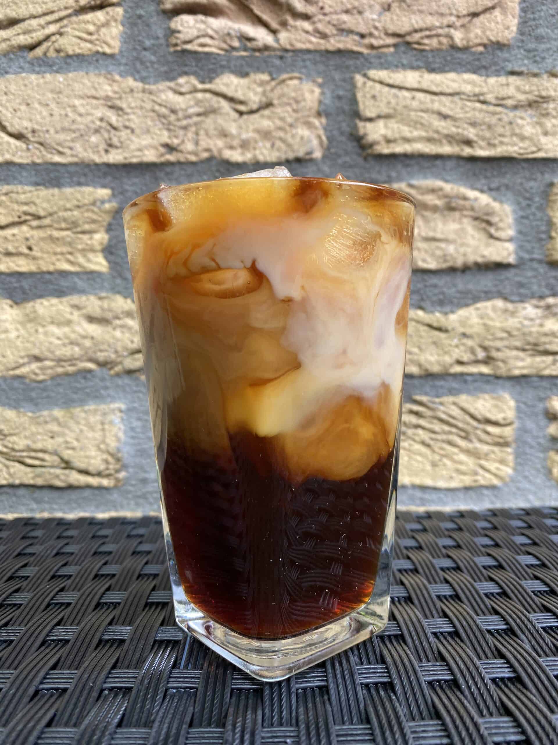 "Iced coffee with milk."