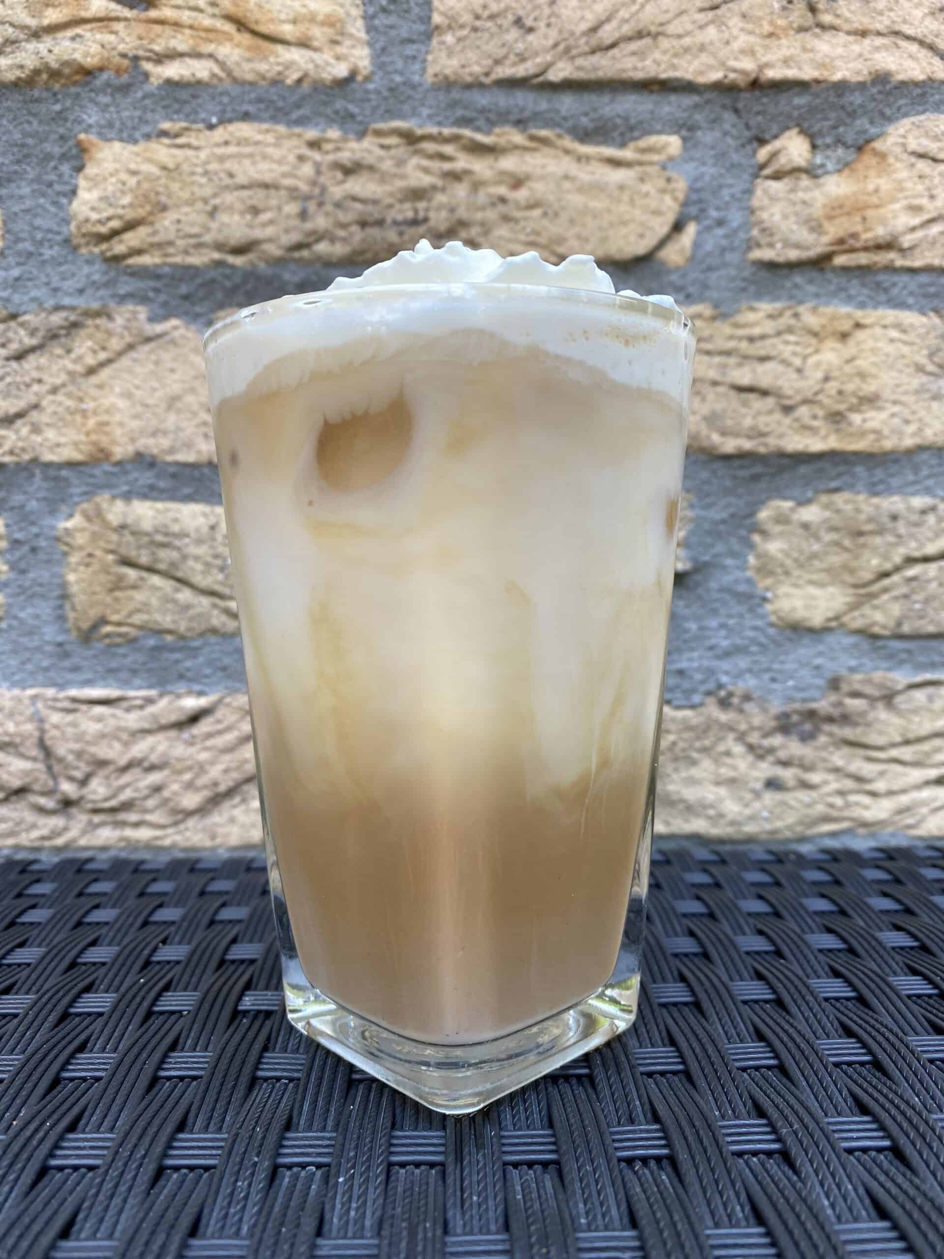 Iced white chocolate latte.