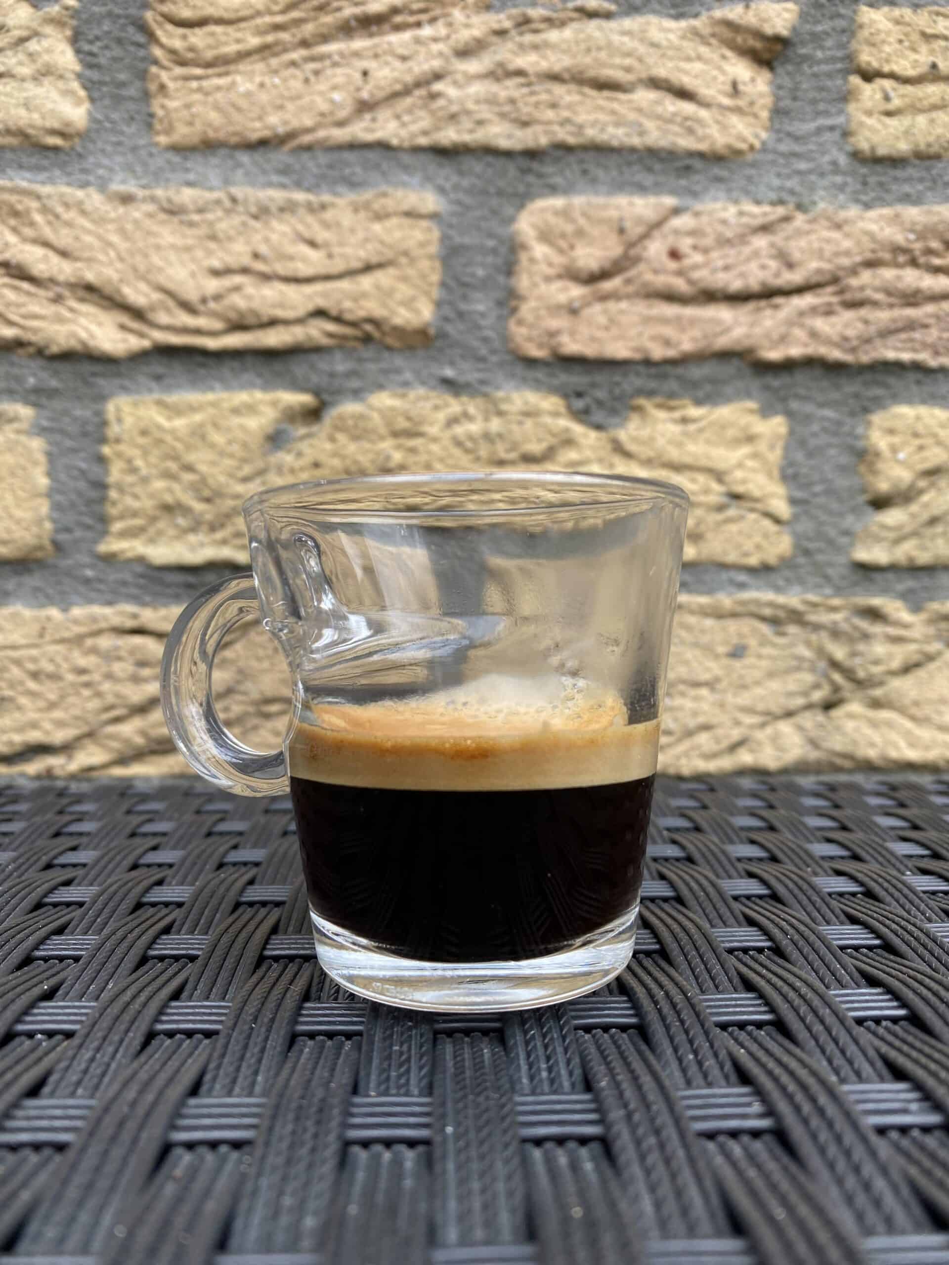 Brewed espresso shot.