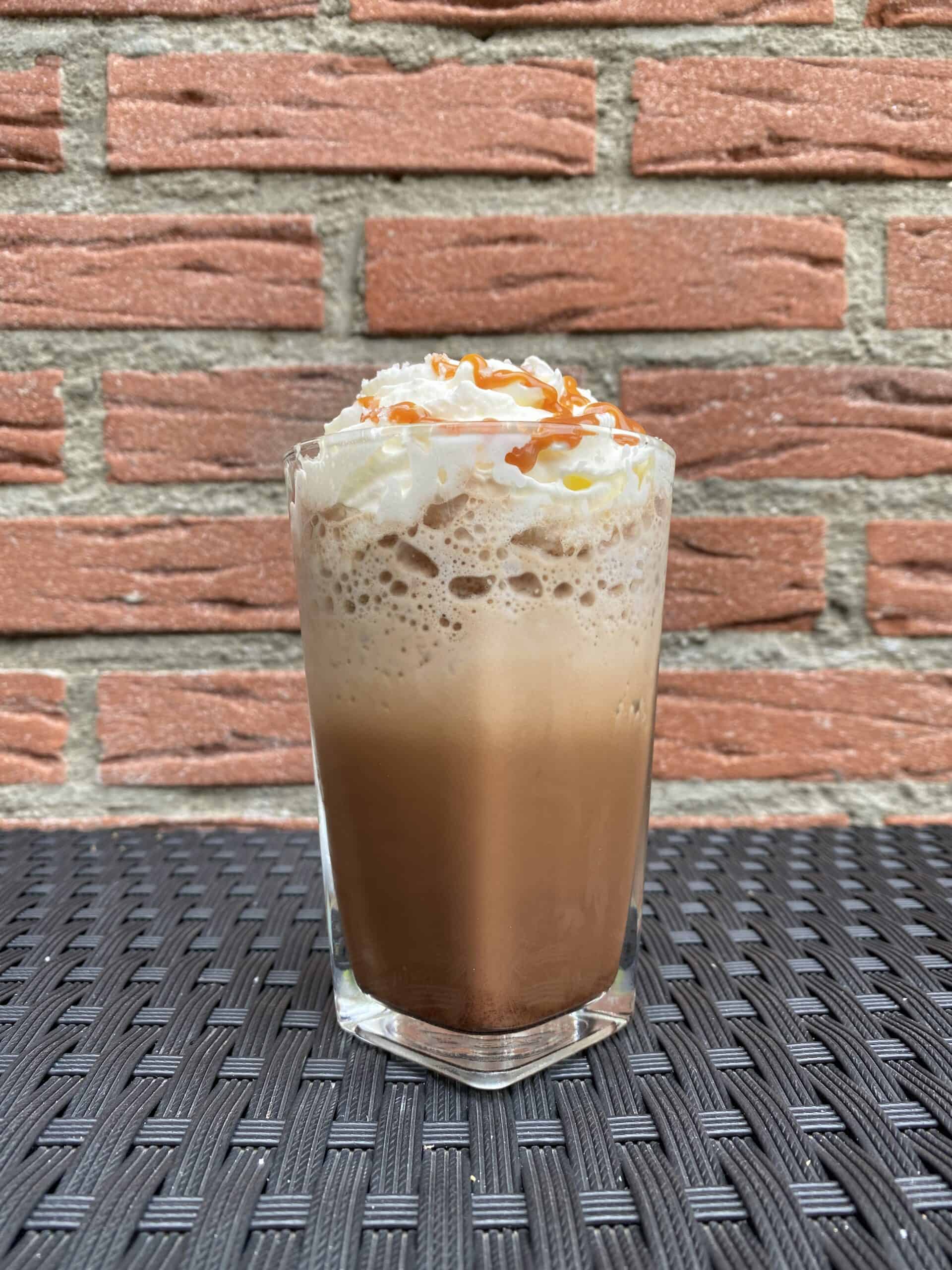 Homemade salted caramel mocha Frappuccino.