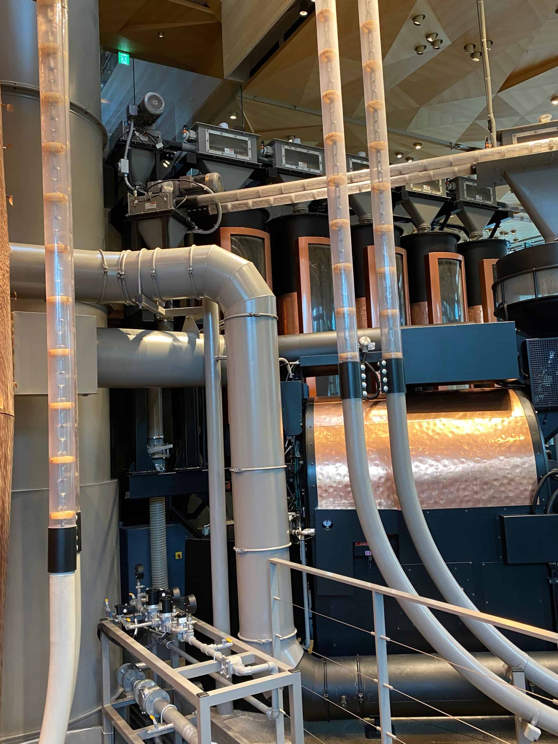 Coffee bean pipes run through the Starbucks reserve.