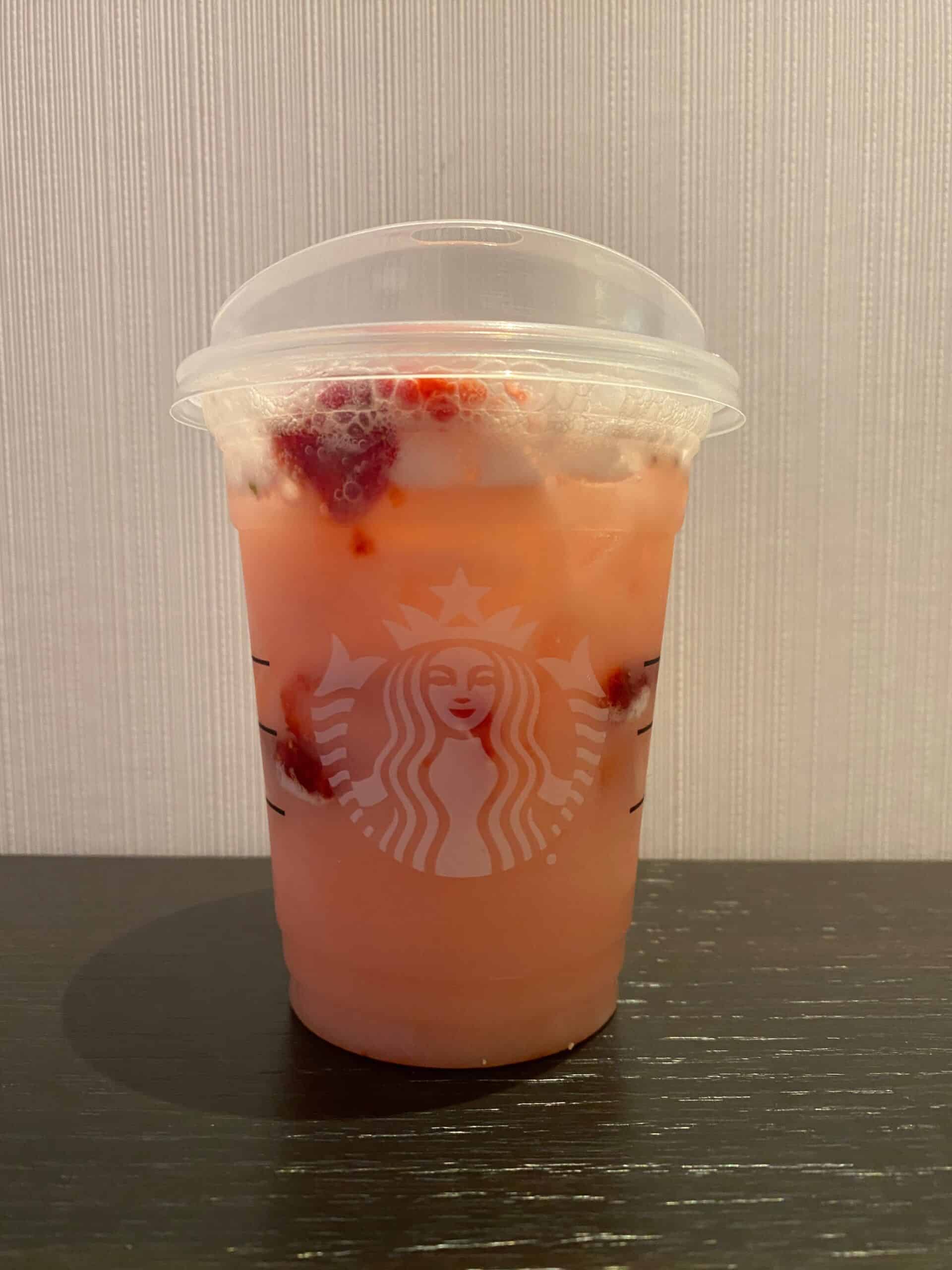 A pink drink from Starbucks.