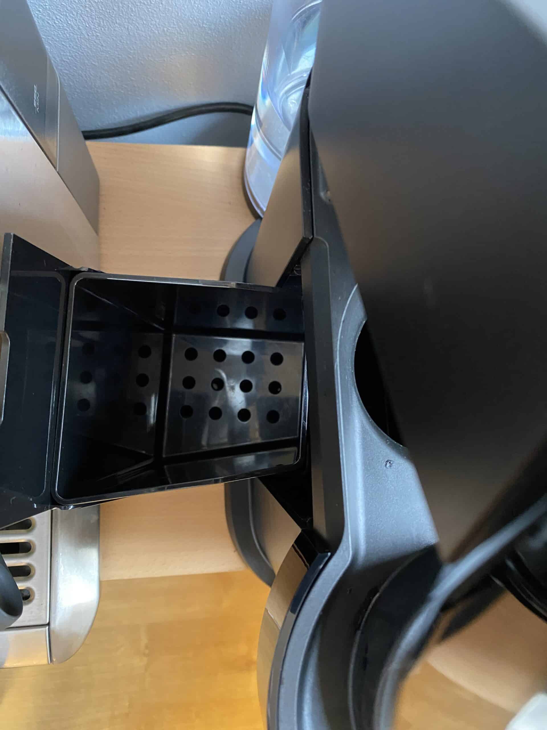 Capsule container on a Nespresso Vertuo machine.