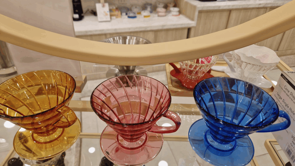A batch of colorful Hario V60's.