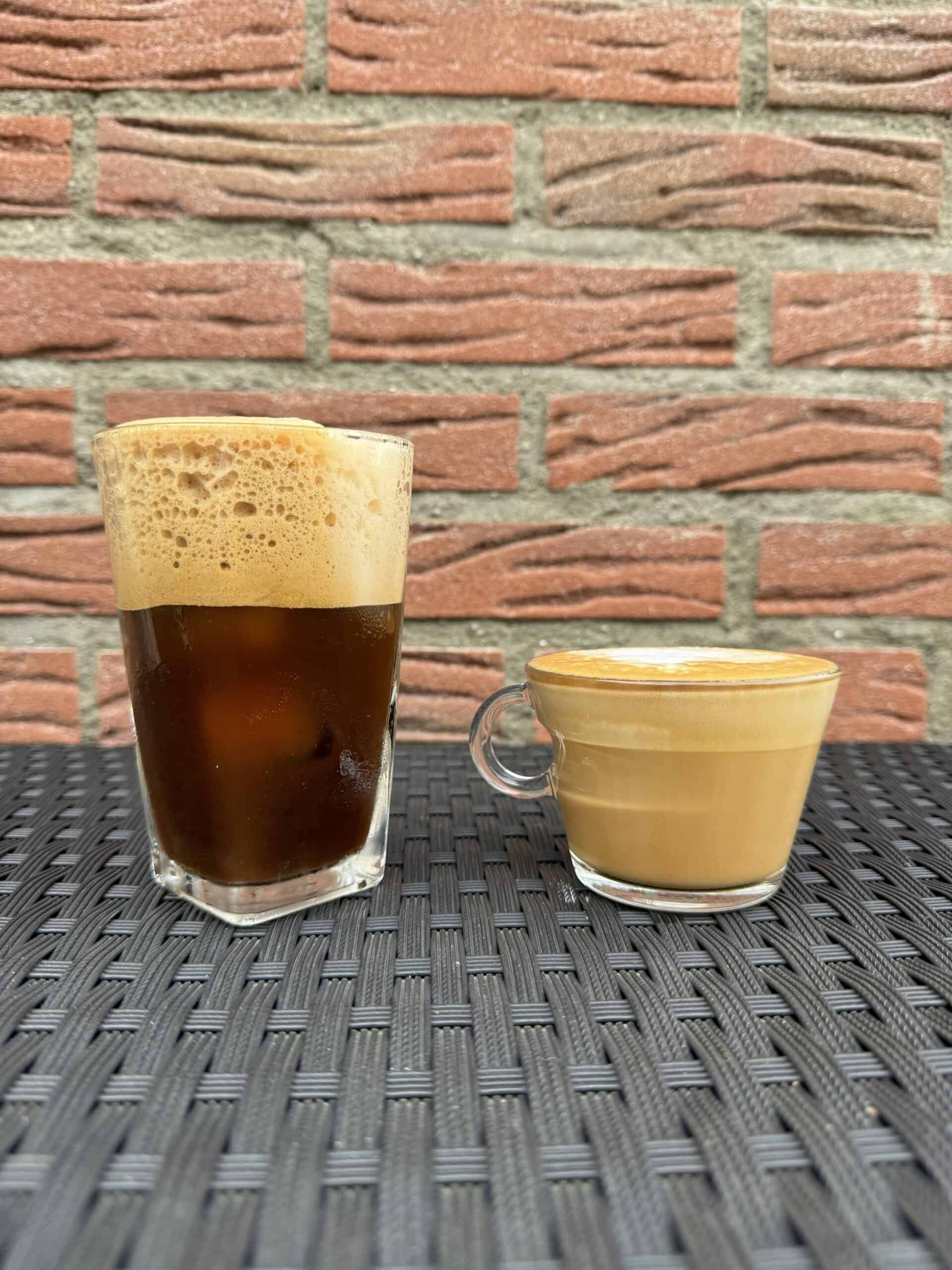 A side-by-side comparison between a Frappe and cappuccino.